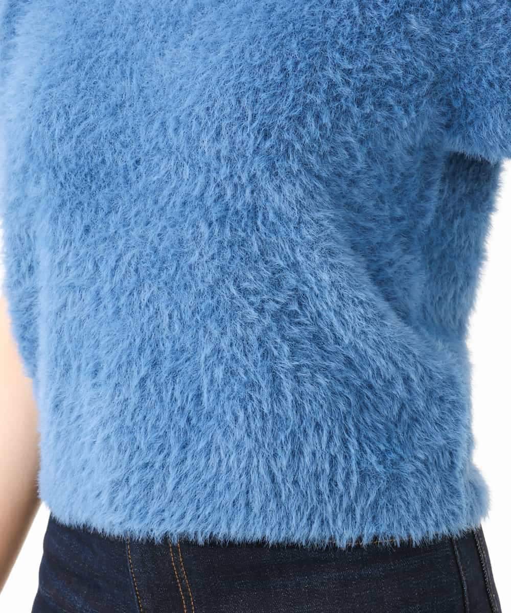 F1FJD32130 MK MICHEL KLEIN(小さいサイズ)(メゾン ドゥ サンク) 【小さいサイズ】[洗える]半袖シャギーニット ブルー