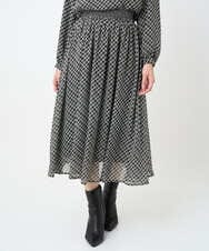 F1HAD04140 MK MICHEL KLEIN(小さいサイズ)(メゾン ドゥ サンク) 【小さいサイズ】チェック柄シフォンスカート/洗濯機で洗える ブラック