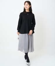 F1HAD04140 MK MICHEL KLEIN(小さいサイズ)(メゾン ドゥ サンク) 【小さいサイズ】チェック柄シフォンスカート/洗濯機で洗える ブラック