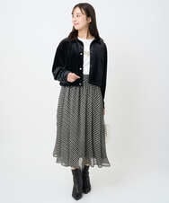 F1HAD04140 MK MICHEL KLEIN(小さいサイズ)(メゾン ドゥ サンク) 【小さいサイズ】チェック柄シフォンスカート/洗濯機で洗える ブラック