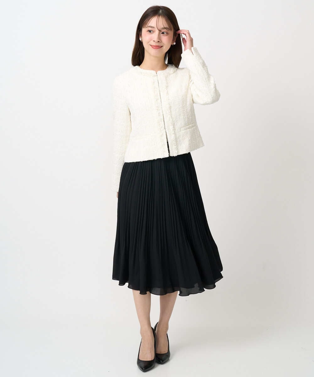 F1HFD12150 MK MICHEL KLEIN(小さいサイズ)(メゾン ドゥ サンク) リバーシブルシフォンプリーツスカート/洗える ネイビー