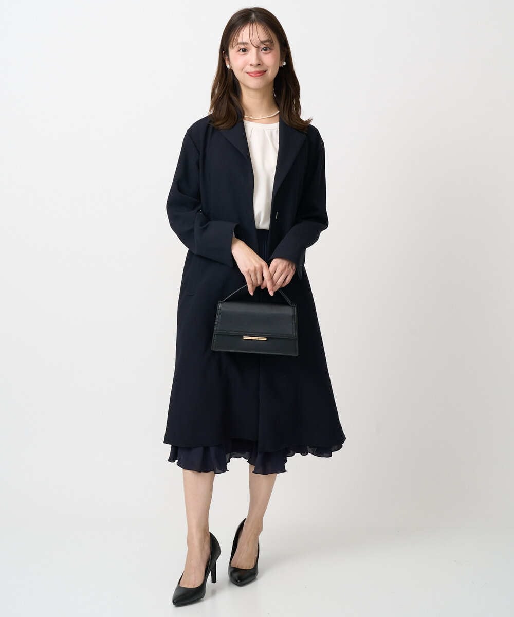 F1HFD12150 MK MICHEL KLEIN(小さいサイズ)(メゾン ドゥ サンク) リバーシブルシフォンプリーツスカート/洗える ネイビー