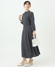 F1HGD04150 MK MICHEL KLEIN(小さいサイズ)(メゾン ドゥ サンク) 【小さいサイズ】幾何柄ジャージータックスカート/洗濯機で洗える ライトブルー