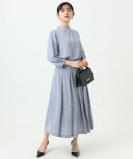 F1HGD04150 MK MICHEL KLEIN(小さいサイズ)(メゾン ドゥ サンク) 【小さいサイズ】幾何柄ジャージータックスカート/洗濯機で洗える ライトブルー