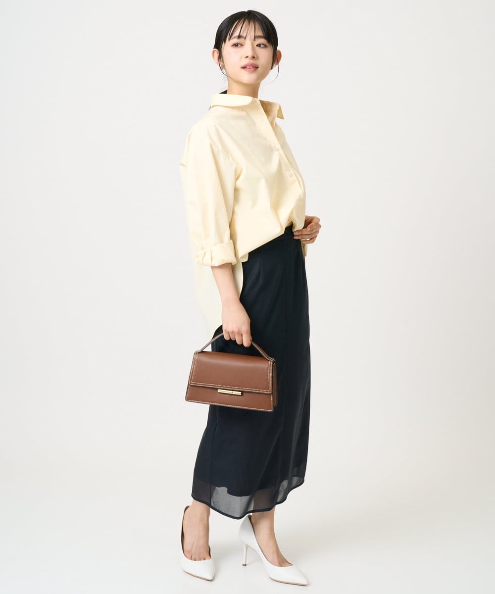 F1HGD20150 MK MICHEL KLEIN(小さいサイズ)(メゾン ドゥ サンク) オーガンジートリコットシアータイトスカート/洗える ライトブルー