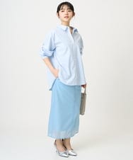 F1HGD20150 MK MICHEL KLEIN(小さいサイズ)(メゾン ドゥ サンク) オーガンジートリコットシアータイトスカート/洗える ライトブルー