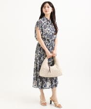 F1HGF05140 MK MICHEL KLEIN(小さいサイズ)(メゾン ドゥ サンク) 【小さいサイズ】更紗プリント花柄シフォンスカート/丈の長さが選べる/洗濯機で洗える/セットアップ対応 ベージュ