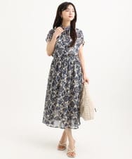 F1HGF05140 MK MICHEL KLEIN(小さいサイズ)(メゾン ドゥ サンク) 【小さいサイズ】更紗プリント花柄シフォンスカート/丈の長さが選べる/洗濯機で洗える/セットアップ対応 ベージュ