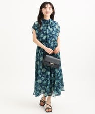 F1HGF05140 MK MICHEL KLEIN(小さいサイズ)(メゾン ドゥ サンク) 【小さいサイズ】更紗プリント花柄シフォンスカート/丈の長さが選べる/洗濯機で洗える/セットアップ対応 ベージュ