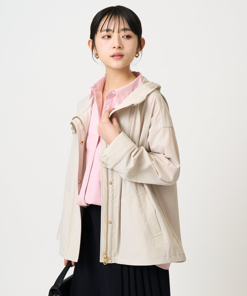 F1JFD14240 MK MICHEL KLEIN(小さいサイズ)(メゾン ドゥ サンク) 【小さいサイズ】ストレッチマウンテンパーカー/撥水加工/洗える モカ