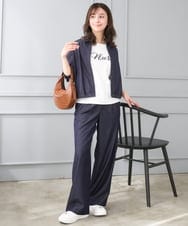 F1JGD36210 MK MICHEL KLEIN(小さいサイズ)(メゾン ドゥ サンク) 【小さいサイズ】[SANAGARAシリーズ]デニムライク 襟付きジップアップブルゾン/接触冷感/UVカット/洗濯機で洗える ネイビー