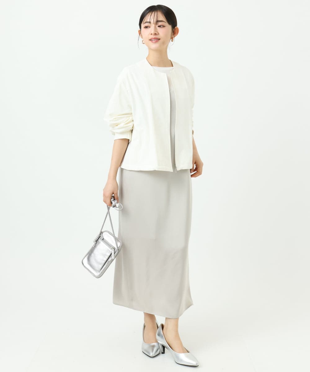 F1JGD37220 MK MICHEL KLEIN(小さいサイズ)(メゾン ドゥ サンク) 【小さいサイズ】ストレッチライトブルゾン/洗える ダークグレー