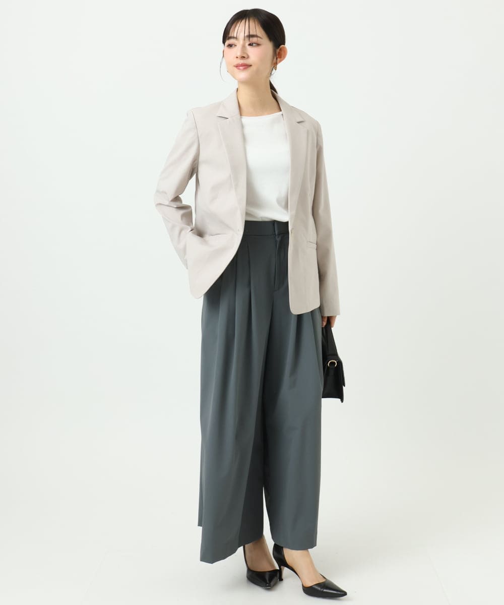 F1KGD33090 MK MICHEL KLEIN(小さいサイズ)(メゾン ドゥ サンク) 【小さいサイズ】シルケットフライス半袖カットソー/洗える ホワイト