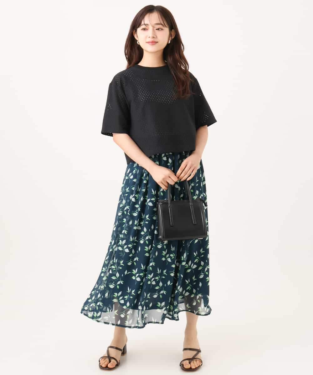 F1KID72110 MK MICHEL KLEIN(小さいサイズ)(メゾン ドゥ サンク) 【小さいサイズ】[洗える]ドット調アイレット レースTシャツ イエロー