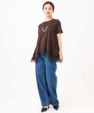 F1KJD21110 MK MICHEL KLEIN(小さいサイズ)(メゾン ドゥ サンク) 【小さいサイズ】[洗える]イレヘムレースデザインカットソー アイボリー