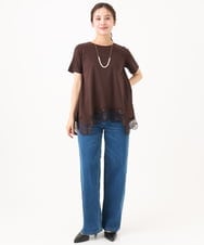 F1KJD21110 MK MICHEL KLEIN(小さいサイズ)(メゾン ドゥ サンク) 【小さいサイズ】[洗える]イレヘムレースデザインカットソー アイボリー