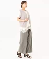 F1KJD21110 MK MICHEL KLEIN(小さいサイズ)(メゾン ドゥ サンク) 【小さいサイズ】[洗える]イレヘムレースデザインカットソー アイボリー