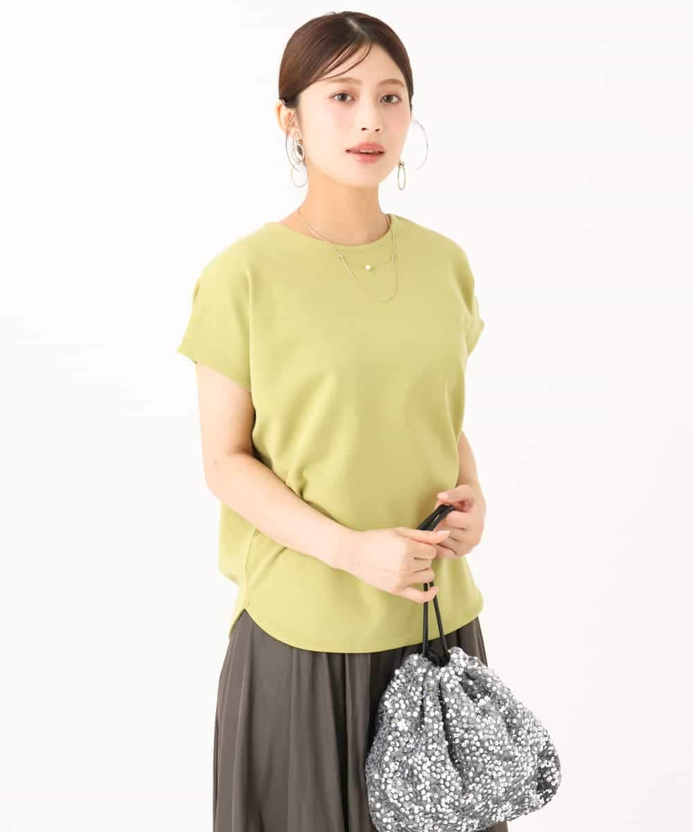 F1KJD22130 MK MICHEL KLEIN(小さいサイズ)(メゾン ドゥ サンク) 【小さいサイズ】[洗える]前後2way フロントジップデザインカットソー オリーブ