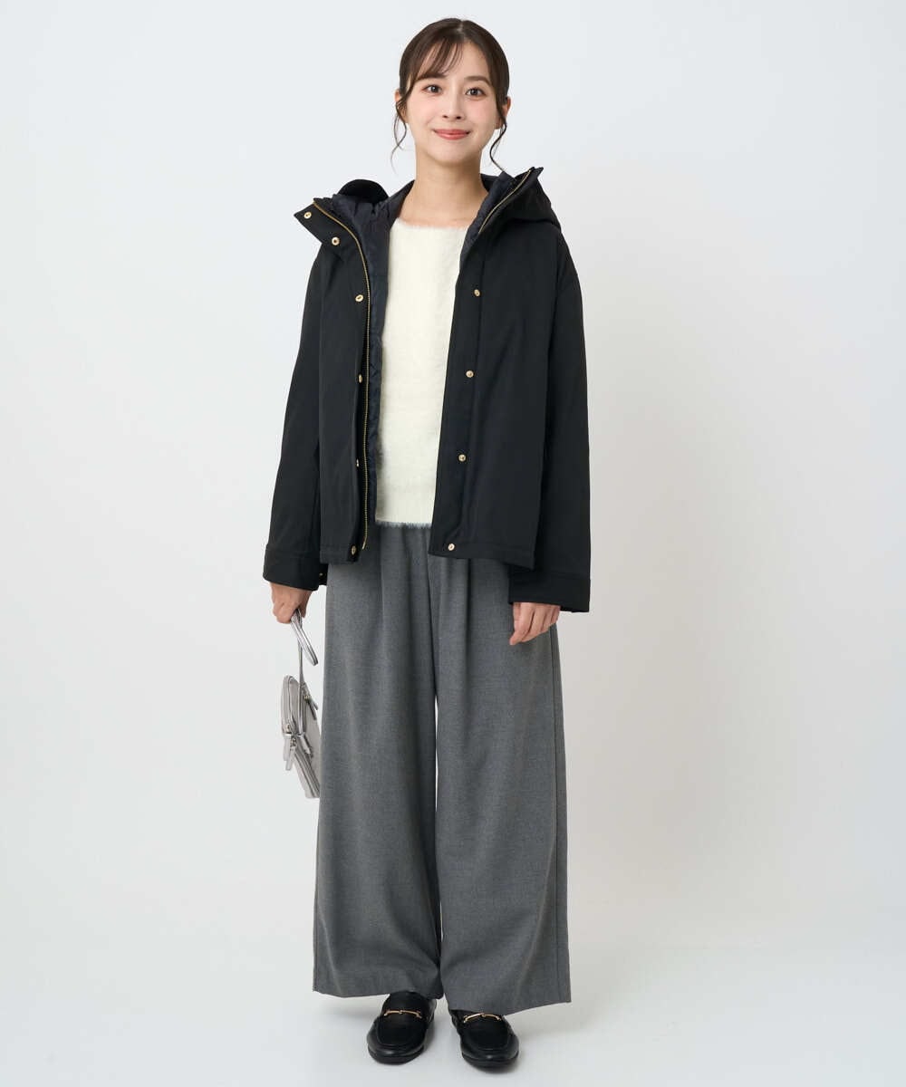 F1LAD62160 MK MICHEL KLEIN(小さいサイズ)(メゾン ドゥ サンク) 【小さいサイズ】裏起毛ワイドストレートプルオンパンツ/洗える グレー