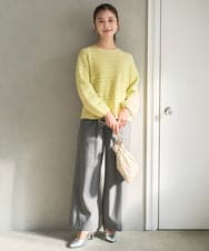 F1LAD62160 MK MICHEL KLEIN(小さいサイズ)(メゾン ドゥ サンク) 【小さいサイズ】裏起毛ワイドストレートプルオンパンツ/洗える グレー