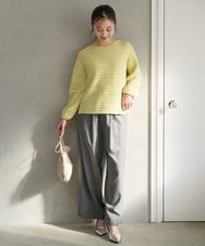 F1LAD62160 MK MICHEL KLEIN(小さいサイズ)(メゾン ドゥ サンク) 【小さいサイズ】裏起毛ワイドストレートプルオンパンツ/洗える グレー