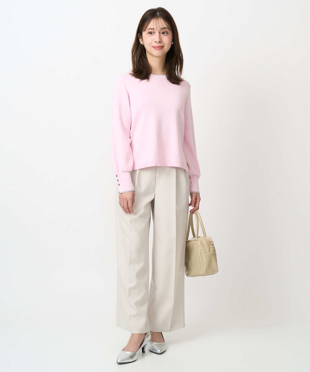 F1LFD15170 MK MICHEL KLEIN(小さいサイズ)(メゾン ドゥ サンク) 【小さいサイズ】2タックストレートワイドパンツ/洗える ベージュ