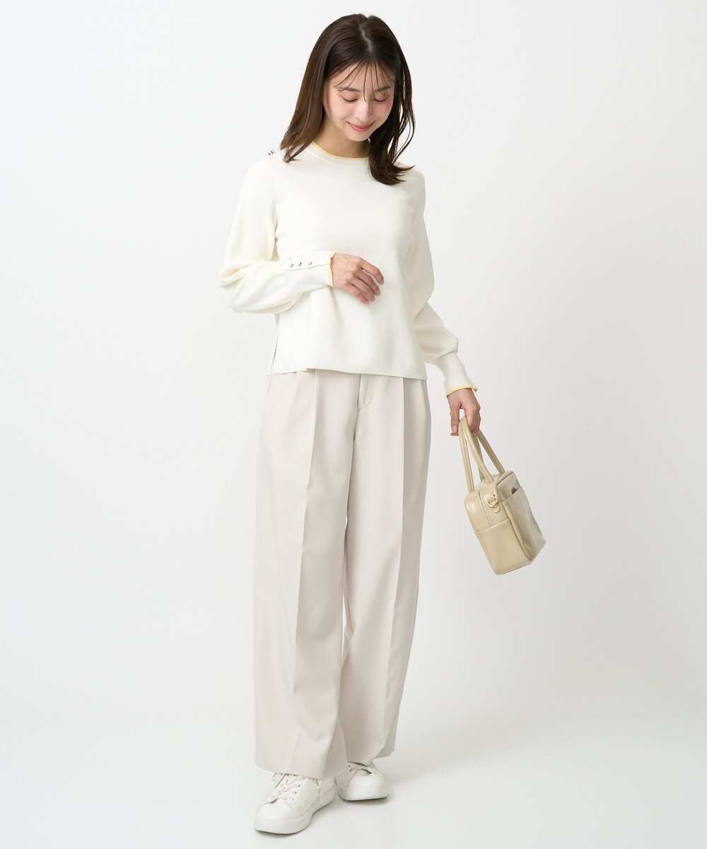 F1LFD15170 MK MICHEL KLEIN(小さいサイズ)(メゾン ドゥ サンク) 【小さいサイズ】2タックストレートワイドパンツ/洗える ベージュ