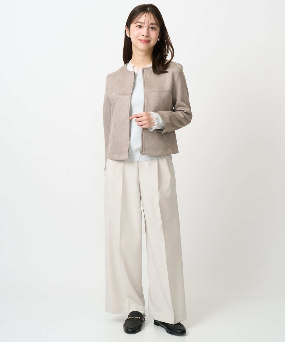 F1LFD15170 MK MICHEL KLEIN(小さいサイズ)(メゾン ドゥ サンク) 【小さいサイズ】2タックストレートワイドパンツ/洗える ベージュ