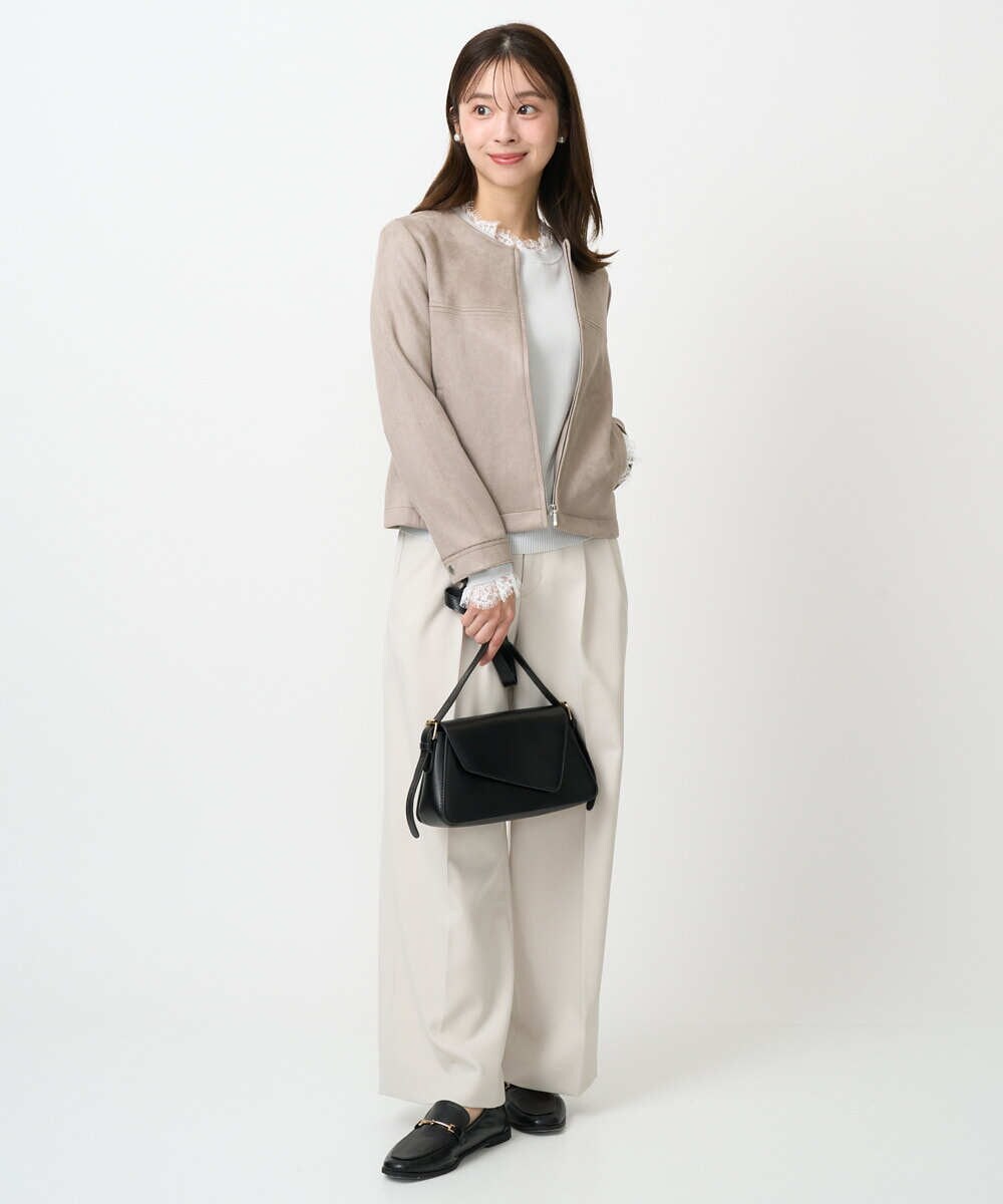 F1LFD15170 MK MICHEL KLEIN(小さいサイズ)(メゾン ドゥ サンク) 【小さいサイズ】2タックストレートワイドパンツ/洗える ベージュ
