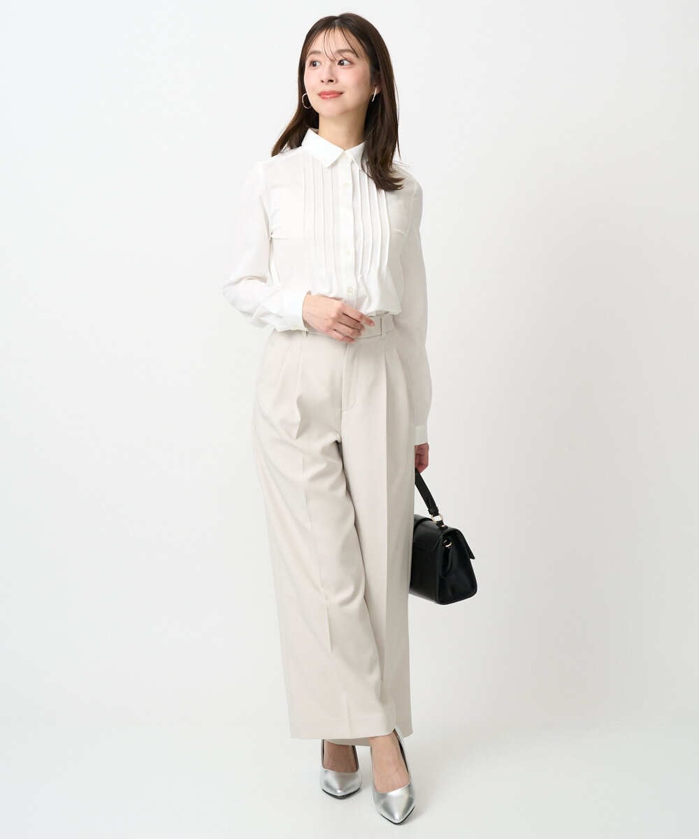 F1LFD15170 MK MICHEL KLEIN(小さいサイズ)(メゾン ドゥ サンク) 【小さいサイズ】2タックストレートワイドパンツ/洗える ベージュ