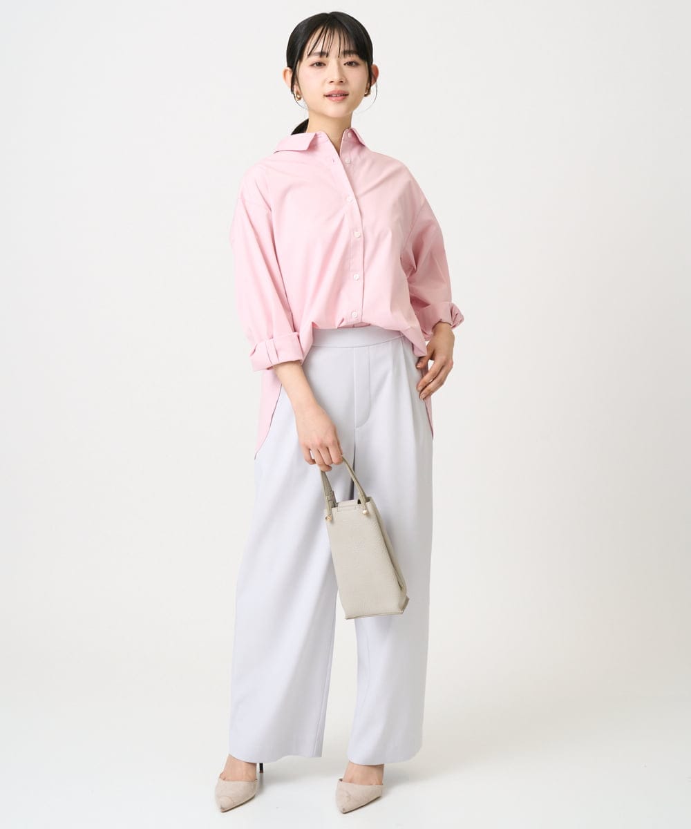 F1LGD21160 MK MICHEL KLEIN(小さいサイズ)(メゾン ドゥ サンク) 【小さいサイズ】TRストレッチワイドパンツ/洗える ライトグレー