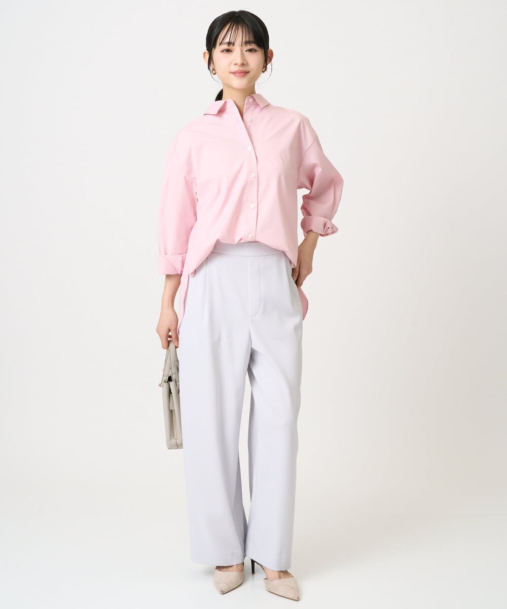 F1LGD21160 MK MICHEL KLEIN(小さいサイズ)(メゾン ドゥ サンク) 【小さいサイズ】TRストレッチワイドパンツ/洗える ライトグレー