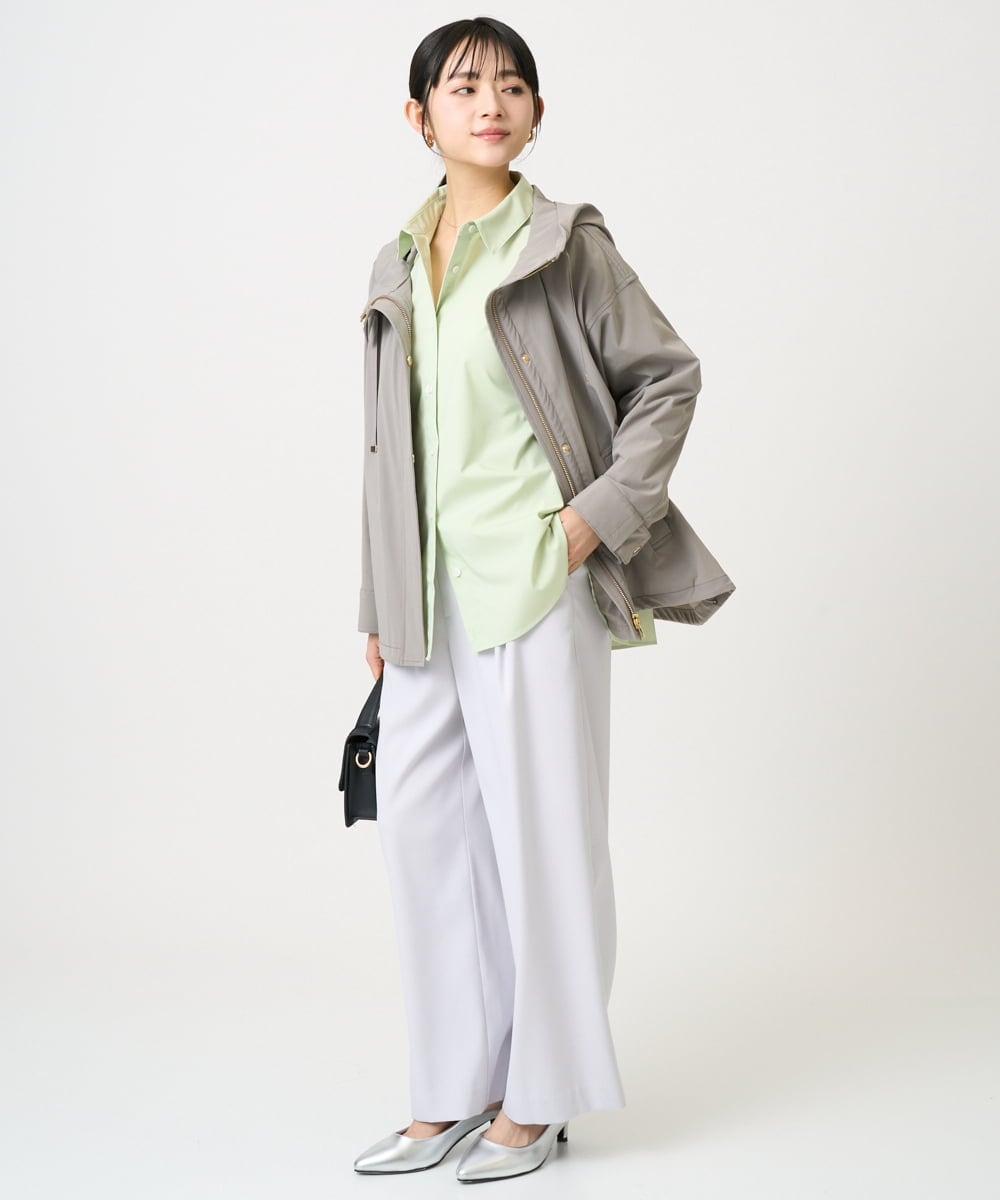 F1LGD21160 MK MICHEL KLEIN(小さいサイズ)(メゾン ドゥ サンク) 【小さいサイズ】TRストレッチワイドパンツ/洗える ライトグレー