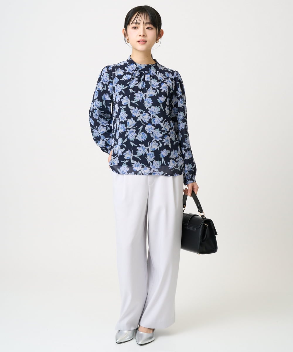 F1LGD21160 MK MICHEL KLEIN(小さいサイズ)(メゾン ドゥ サンク) 【小さいサイズ】TRストレッチワイドパンツ/洗える ライトグレー