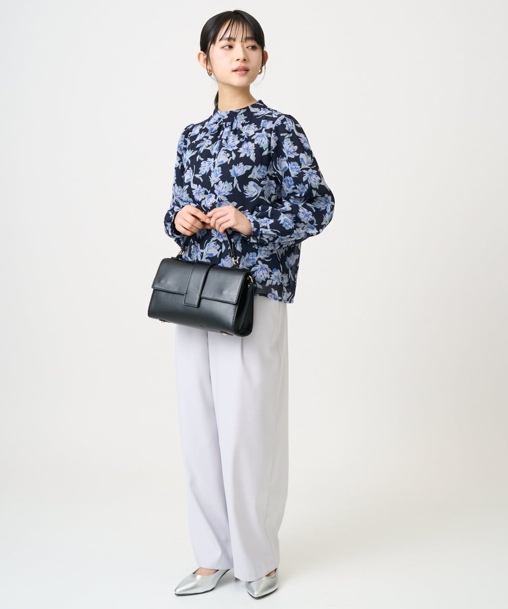 F1LGD21160 MK MICHEL KLEIN(小さいサイズ)(メゾン ドゥ サンク) 【小さいサイズ】TRストレッチワイドパンツ/洗える ライトグレー
