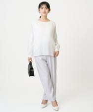 F1LGD21160 MK MICHEL KLEIN(小さいサイズ)(メゾン ドゥ サンク) 【小さいサイズ】TRストレッチワイドパンツ/洗える ライトグレー