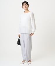 F1LGD21160 MK MICHEL KLEIN(小さいサイズ)(メゾン ドゥ サンク) 【小さいサイズ】TRストレッチワイドパンツ/洗える ライトグレー