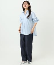 F1LGD30160 MK MICHEL KLEIN(小さいサイズ)(メゾン ドゥ サンク) 【小さいサイズ】[SANAGARAシリーズ]デニムライク ワイドパンツ/接触冷感/UVカット/洗濯機で洗える ネイビー