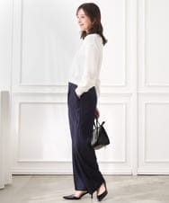 F1LGD30160 MK MICHEL KLEIN(小さいサイズ)(メゾン ドゥ サンク) 【小さいサイズ】[SANAGARAシリーズ]デニムライク ワイドパンツ/接触冷感/UVカット/洗濯機で洗える ネイビー