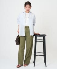 F1LGD40170 MK MICHEL KLEIN(小さいサイズ)(メゾン ドゥ サンク) 【小さいサイズ】コットンライクストレッチワイドパンツ/抗ピリング/洗濯機で洗える カーキ