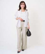 F1LGD46180 MK MICHEL KLEIN(小さいサイズ)(メゾン ドゥ サンク) 【小さいサイズ】[UVカット/接触冷感/速乾/洗える]バイオヴィンテージツイル ワイドストレートパンツ グレージュ