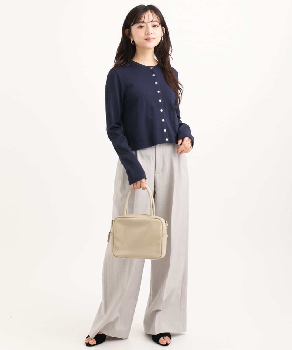 F1LGD46180 MK MICHEL KLEIN(小さいサイズ)(メゾン ドゥ サンク) 【小さいサイズ】[UVカット/接触冷感/速乾/洗える]バイオヴィンテージツイル ワイドストレートパンツ グレージュ