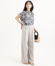 F1LGD46180 MK MICHEL KLEIN(小さいサイズ)(メゾン ドゥ サンク) 【小さいサイズ】[UVカット/接触冷感/速乾/洗える]バイオヴィンテージツイル ワイドストレートパンツ グレージュ