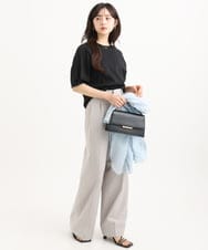 F1LGD46180 MK MICHEL KLEIN(小さいサイズ)(メゾン ドゥ サンク) 【小さいサイズ】[UVカット/接触冷感/速乾/洗える]バイオヴィンテージツイル ワイドストレートパンツ グレージュ