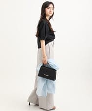 F1LGD46180 MK MICHEL KLEIN(小さいサイズ)(メゾン ドゥ サンク) 【小さいサイズ】[UVカット/接触冷感/速乾/洗える]バイオヴィンテージツイル ワイドストレートパンツ グレージュ