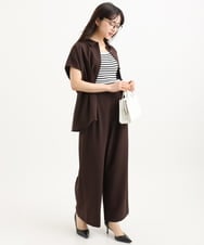 F1LGD56160 MK MICHEL KLEIN(小さいサイズ)(メゾン ドゥ サンク) 【小さいサイズ】[洗える]リネンライクストレッチ ストレートワイドパンツ ベージュ