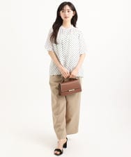 F1LGD56160 MK MICHEL KLEIN(小さいサイズ)(メゾン ドゥ サンク) 【小さいサイズ】[洗える]リネンライクストレッチ ストレートワイドパンツ ベージュ