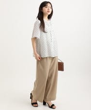 F1LGD56160 MK MICHEL KLEIN(小さいサイズ)(メゾン ドゥ サンク) 【小さいサイズ】[洗える]リネンライクストレッチ ストレートワイドパンツ ベージュ