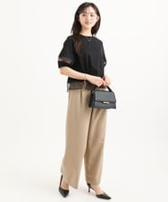 F1LGD56160 MK MICHEL KLEIN(小さいサイズ)(メゾン ドゥ サンク) 【小さいサイズ】[洗える]リネンライクストレッチ ストレートワイドパンツ ベージュ