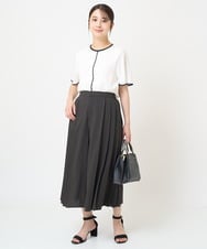F1LHV64160 MK MICHEL KLEIN(小さいサイズ)(メゾン ドゥ サンク) 【小さいサイズ】サイドプリーツガウチョパンツ/洗える ベージュ